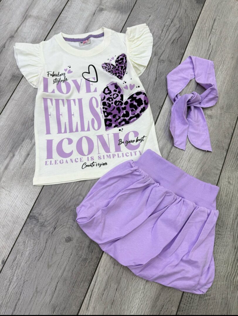CONJUNTO CORAZÓN 
Blusa+falda+lazo