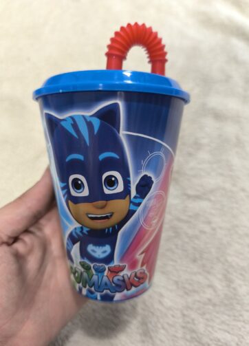 VASO CON TAPA PJMASKS