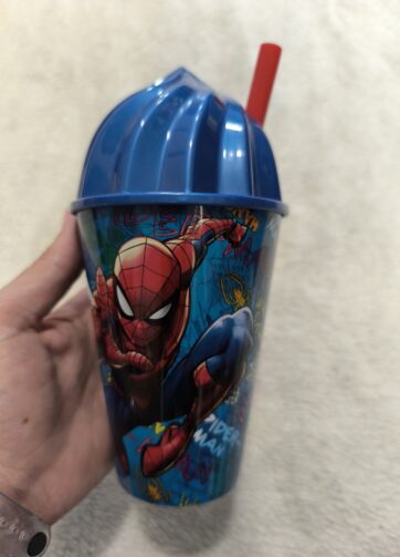 VASO CON TAPA Y PAJITA SPIDERMAN