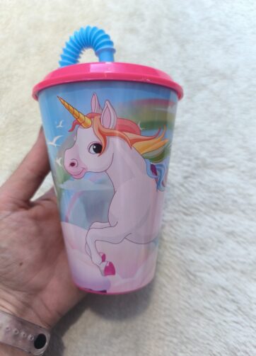 VASO CON TAPA UNICORNIO 🦄