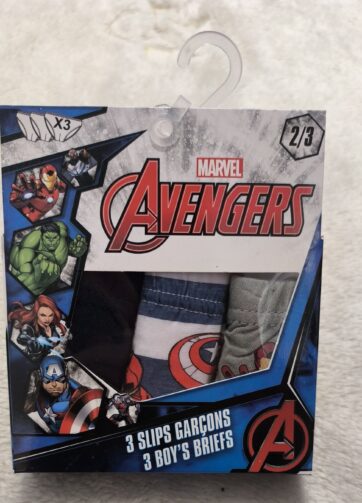 PACK 3 CALZONCILLOS AVENGERS. talla 2/3 años