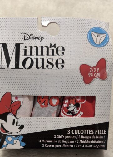 PACK 3 BRAGAS MINNIE. talla 2/3 años