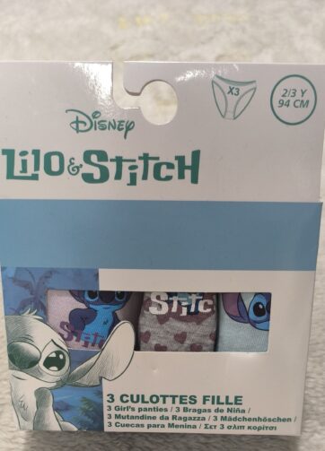 PACK 3 BRAGAS STITCH. talla 2/3 años