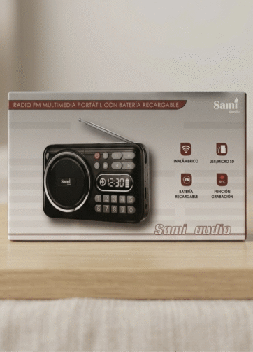 RADIO PORTÁTIL CON BATERÍA RECARGABLE