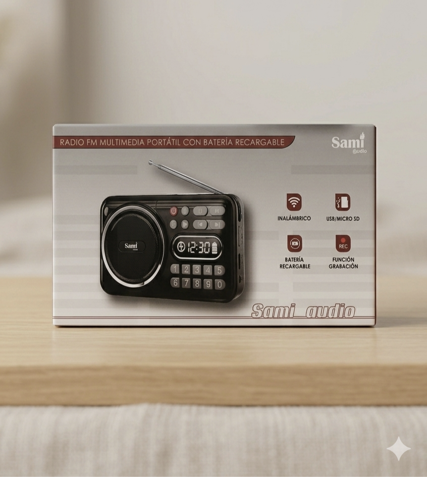 RADIO PORTÁTIL CON BATERÍA RECARGABLE